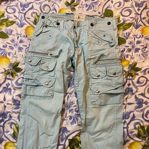 Props goods zipper teal cargo pants